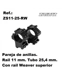 Anillas Zasdar 1" Cola de milano - Con carril superior weaver